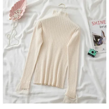 سترة محبوكة من AOSSVIAO 2025 بلوفرات نسائية ضيقة بياقة مدورة من الدانتيل للخريف والشتاء سترات نسائية أساسية سميكة بقصة ضيقة 4