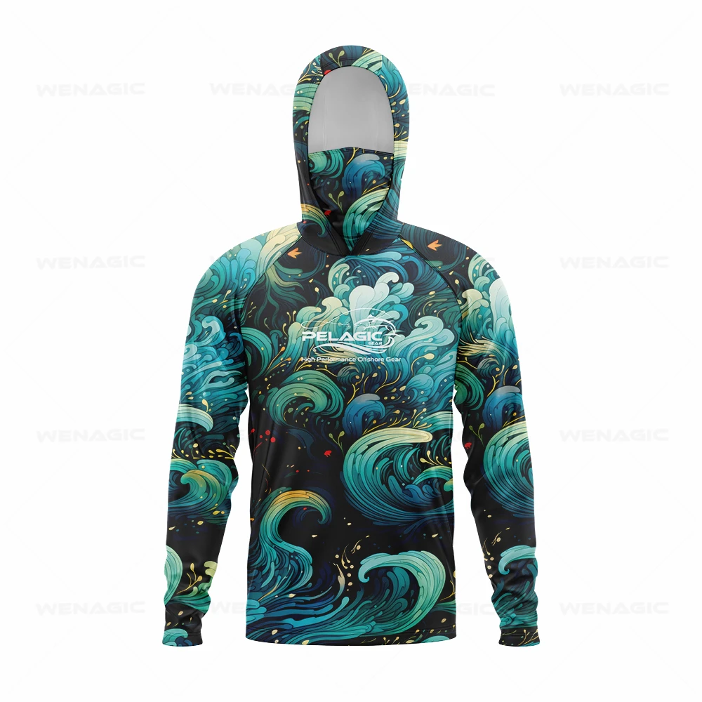 Fishing Shirts pelagic gear Men Hood Fishing Shirt long sleeve Fishing clothing fishing t shirt uv protection fishing shirt Apparel