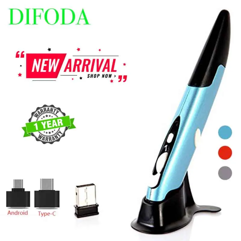 

DIFODA Battery Powered 2.4GHz USB Wireless Mouse Optical Pen Air Mouse for Laptops Desktops Tablet PC 2.4G Office Pen Mouse#567