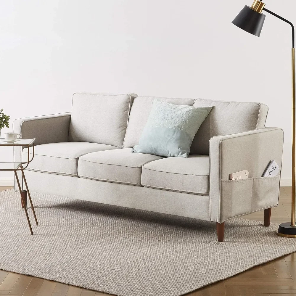 

Modern Linen Fabric Loveseat / Sofa / Couch With Armrest Pockets Living Room Sofa for the Room Sand Grey Furnitures 0 Sofas Beds