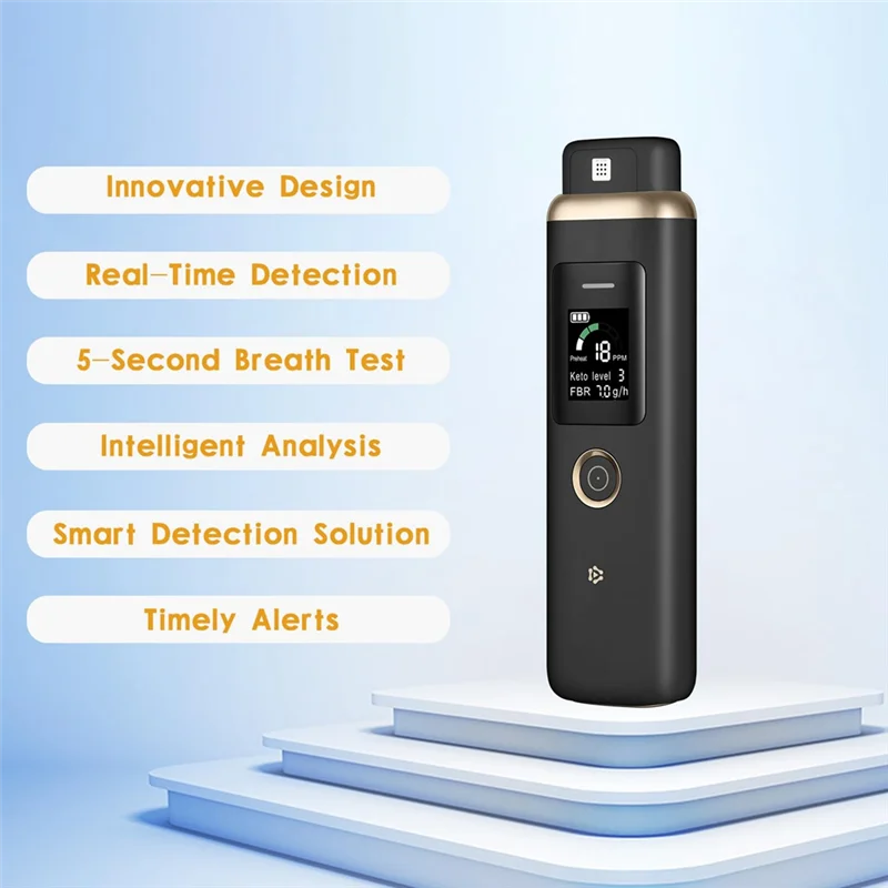 A89X Professional Ketone Breath Analyzer Ketone Breath Meter for Tracking Your Ketones Black