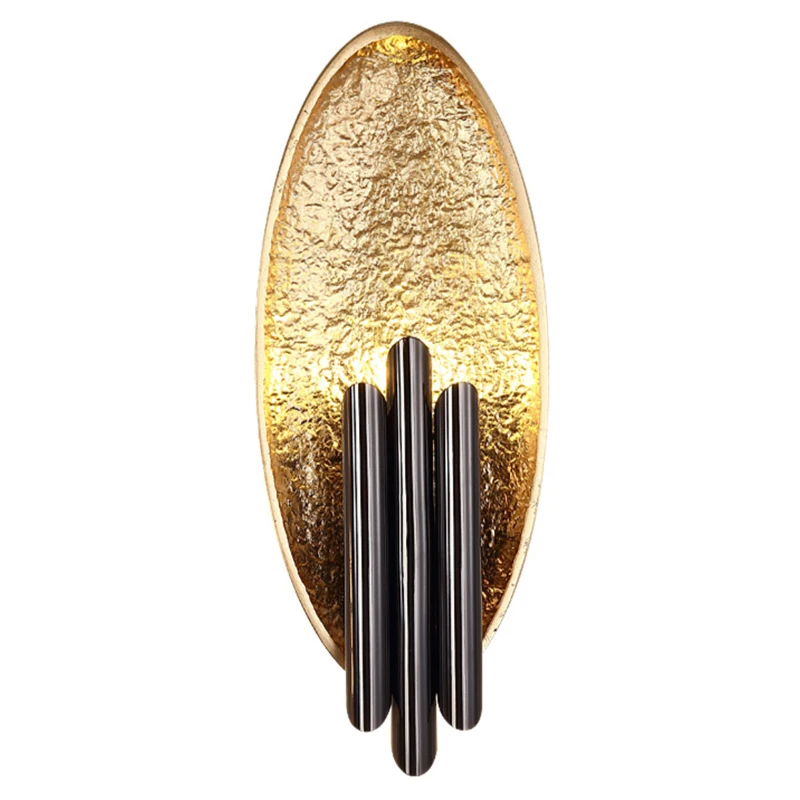 

Post Modern Simple Wall lamp Art Glass Gold Black Personality Parlor Bedroom Bedside Aisle Atmosphere Lamp Indoor Decor Lighting