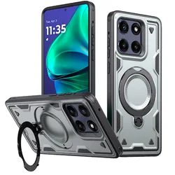 Magnetic Ring Holder Phone Case with 360° Protection for Motorola Moto G Stylus 5G (2024) (Grey)
