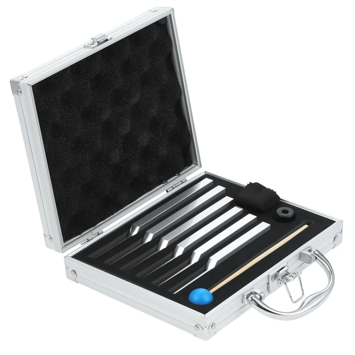 

Tuning Fork Set of 6 (UT 396Hz, RE 417Hz, MI 528Hz, SOL 639HZ, FA741HZ, LA 852HZ) with Wooden Hammer and Storage Bag