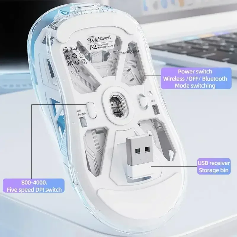 Ziyoulang A2 Wireless Bluetooth Gaming Mouse PAW3212 4000pdi Laptop Office Accessories