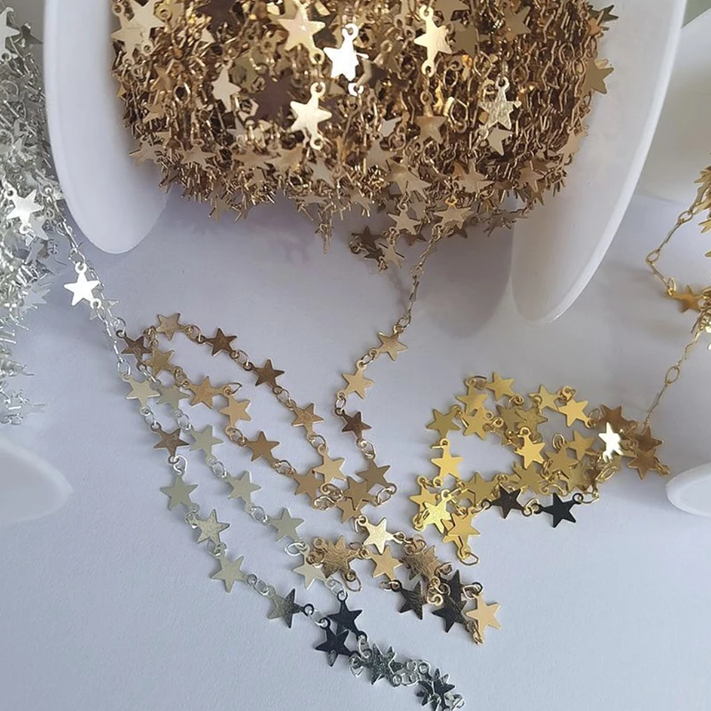 

1 meter Copper simple bracelet Chain 7x10mm Five-Pointed Star Chains For DIY Anklets Necklace Bracelet Women Jewelry Findings
