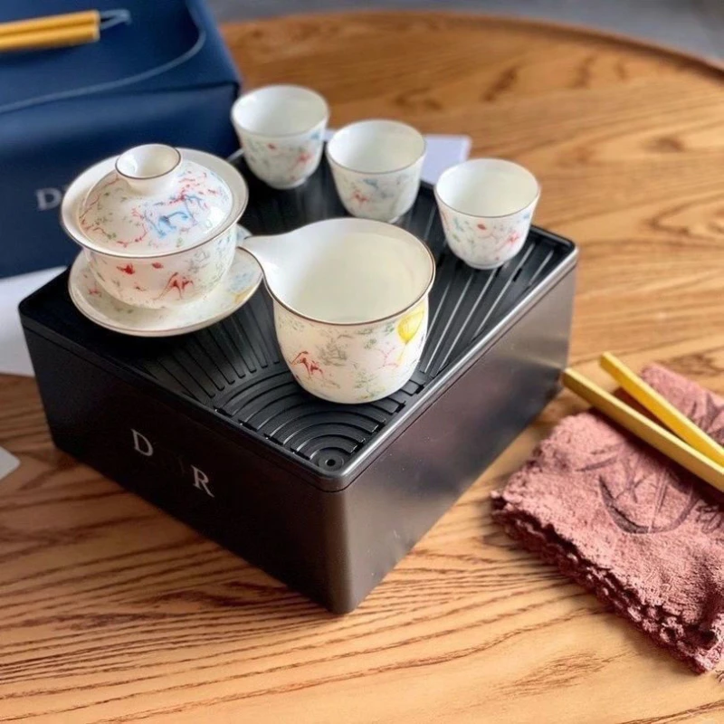 Dio Chinese Ceramic Tea Set Purses Gift Set Exquisite Porcelain Upscale Business Gifts