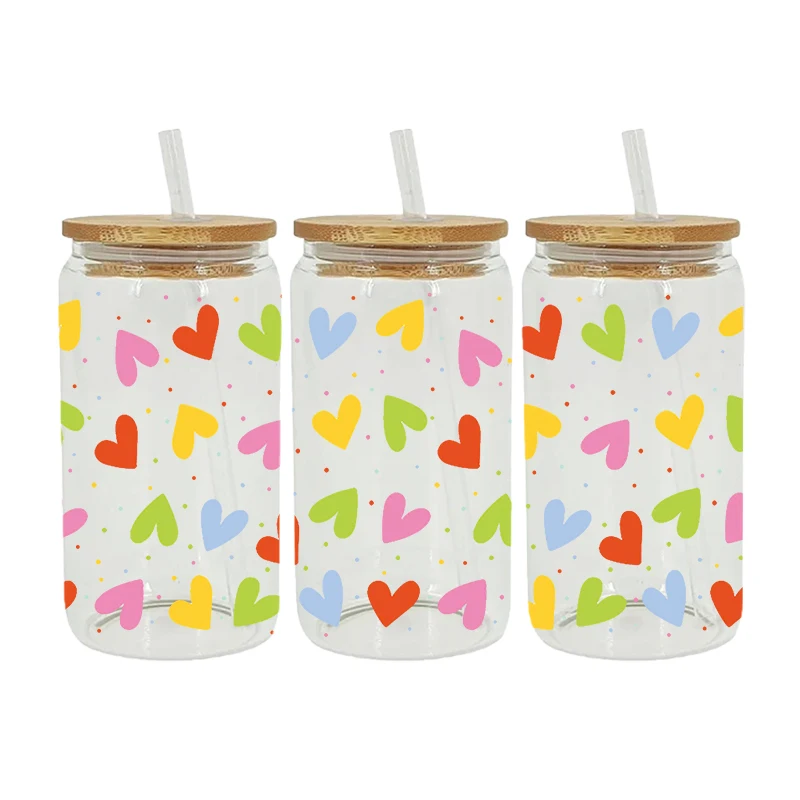 UV DTF Transfer Sticker Valentine's Day 16oz Libbey Glasses Wraps Bottles Cup Can DIY Waterproof Decals D5956