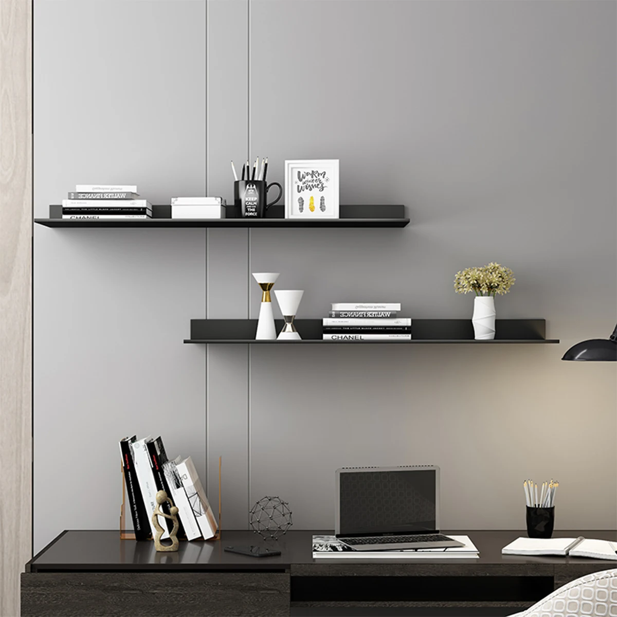 Floating Shelves Aluminum Alloy Living Room Floating Shelves No Drilling Bedroom Decoration Wall Shelves Bathroom Storage Rack