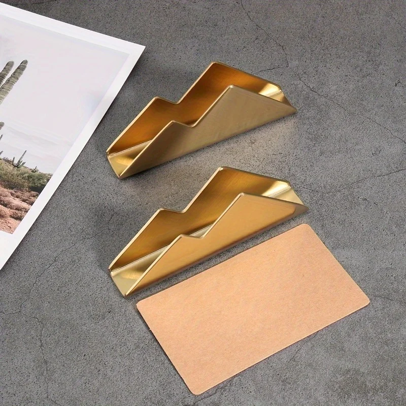 2Pcs/Set Gold&Silver Hill Business Card Holder Creative Storage Box Stainless Steel Business Card Holder Table Card Box 3