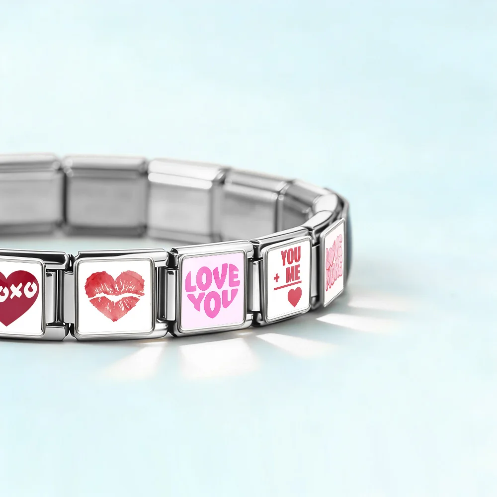 GEMOSA Original Design Miss Sweet Heart Love Vibes Edelstahl Charm Schmuck Italienischer Link passend für 9mm Armband Urlaubsgeschenk DIY – Detail 2