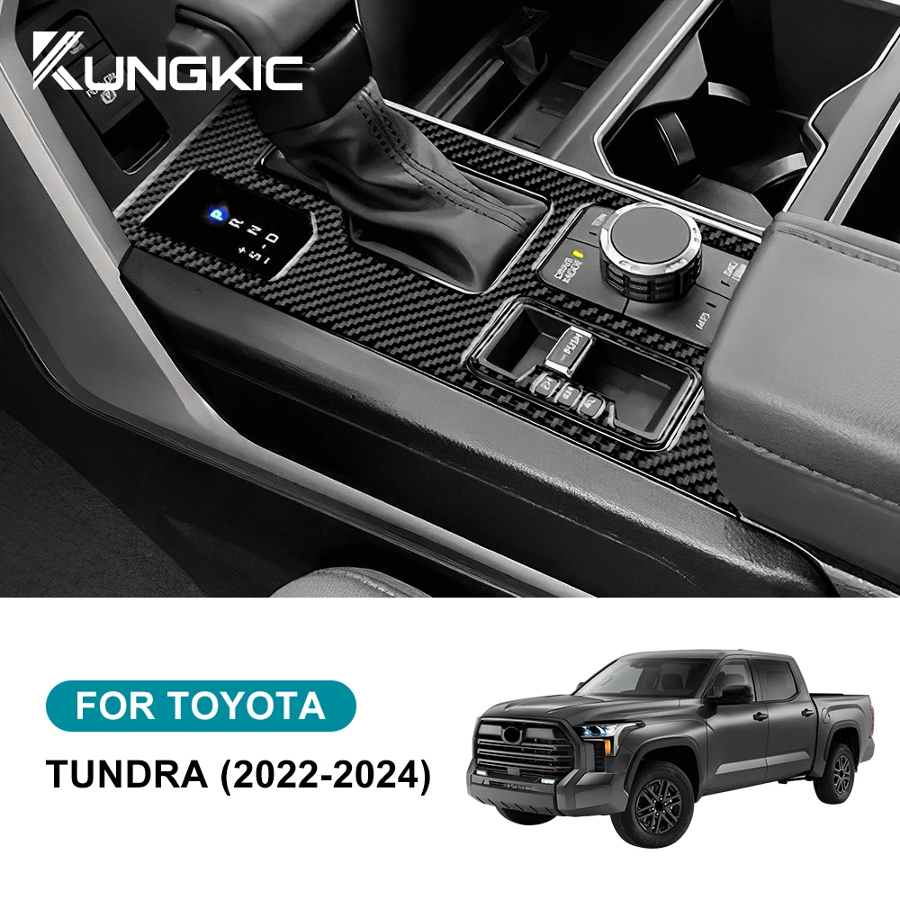 

Для Toyota Tundra 2022 2023 2024 рамка панели переключения передач автомобиля внутренняя отделка LHD настоящие мягкие наклейки из углеродного волокна аксессуары