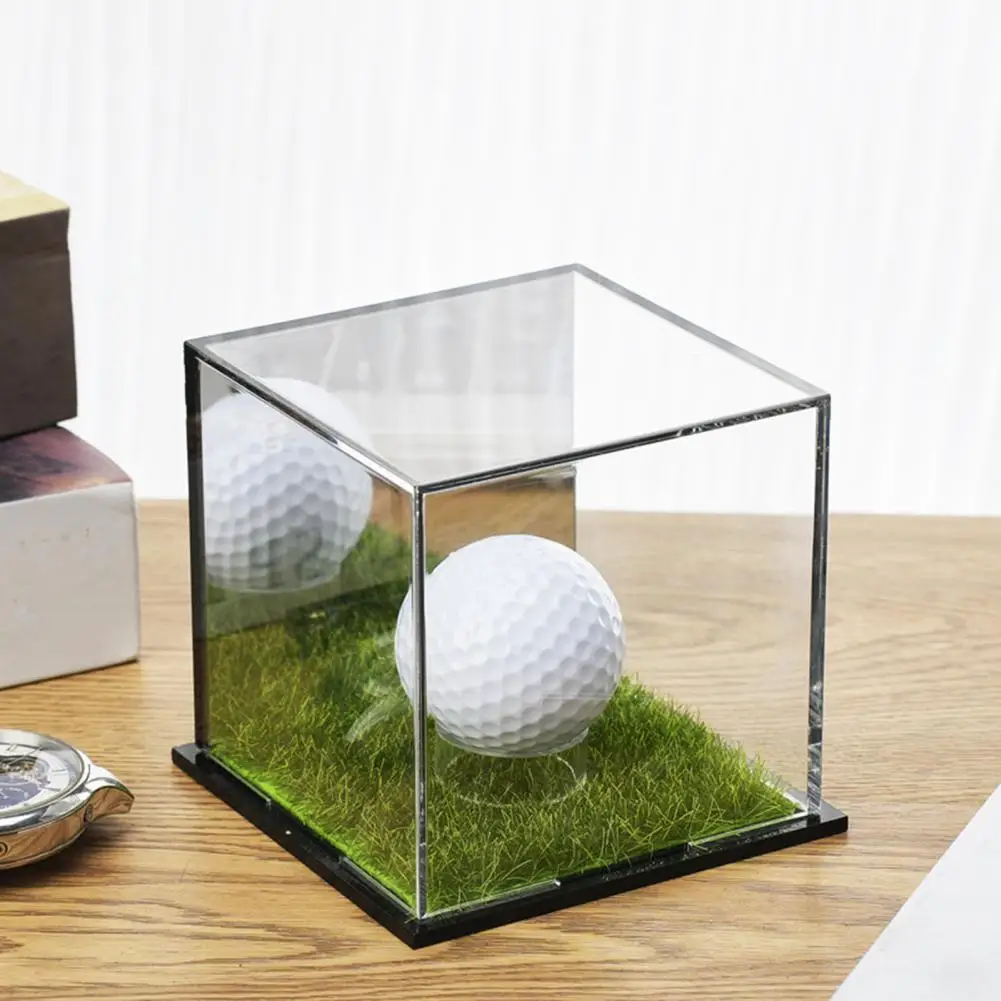 Mold resistant Baseball Storage Acrylic Baseball Display Case with Uv Square Ball Holder Stand Turf Base Official