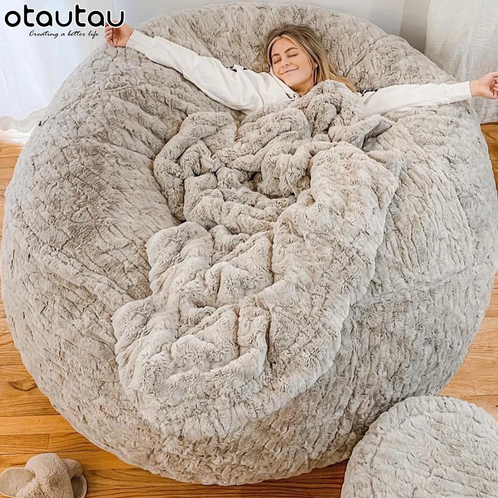 OTAUTAU PUF gigante redondo para sofá cama, funda de piel esponjosa, bolsa  de PUF, Puff, PUF, DD1PVSH2T sillón reclinable, 2/6/7 pies|Funda de sofá| -  AliExpress