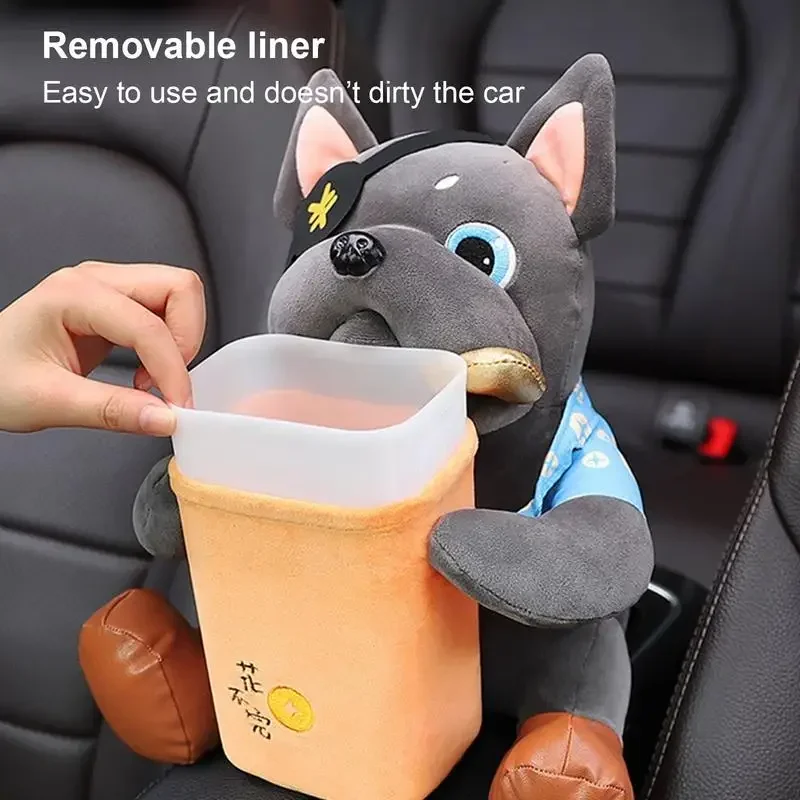 Doggie Trash Can 2 In 1 Plush Dog Car Tissue Box Trash Can Cute Animal Tissue Creative Box For Vehicle Supplies