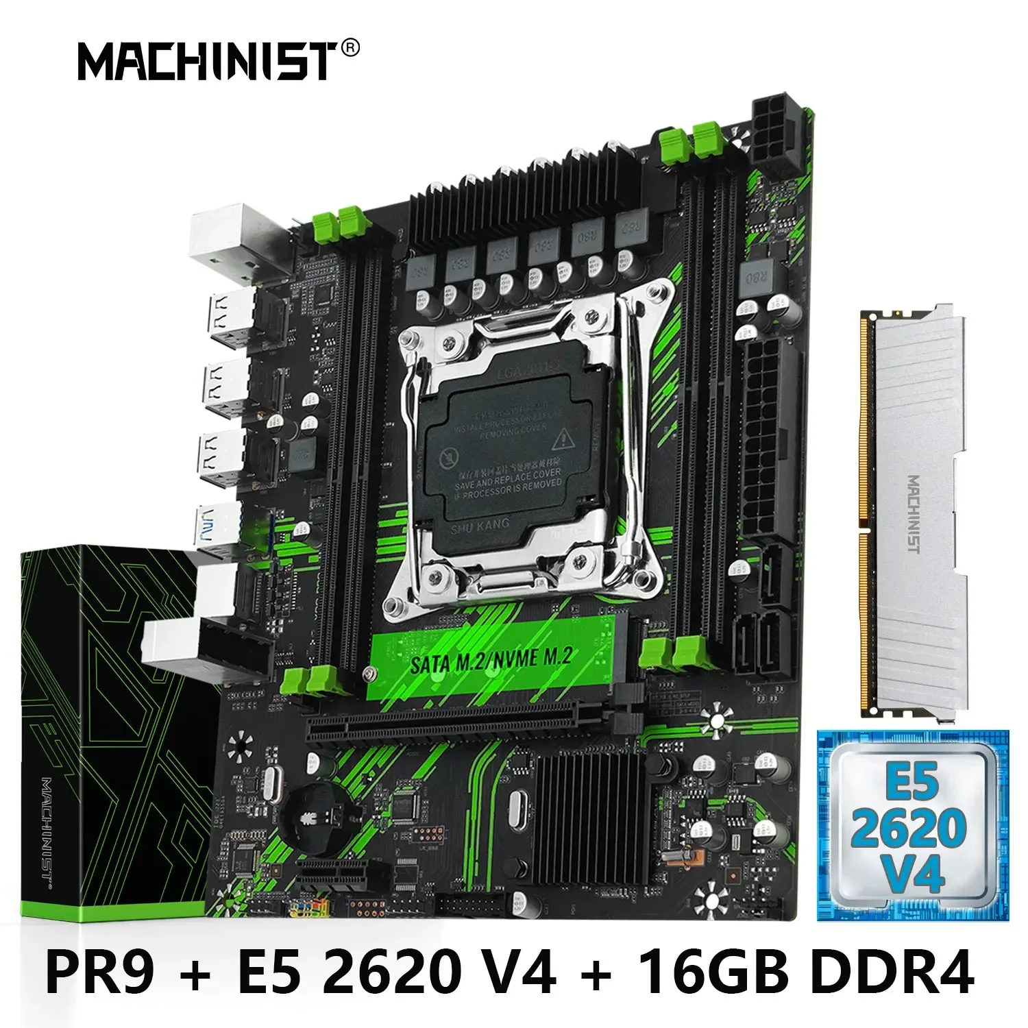 Motherboard Combo Grupo Lga 20113 Cpu Kit Xeon e5 2620 v4 Processador Ddr4 16gb de Memória Ram M-atx Nvme Sata M.2 Machinist-x99 Pr9