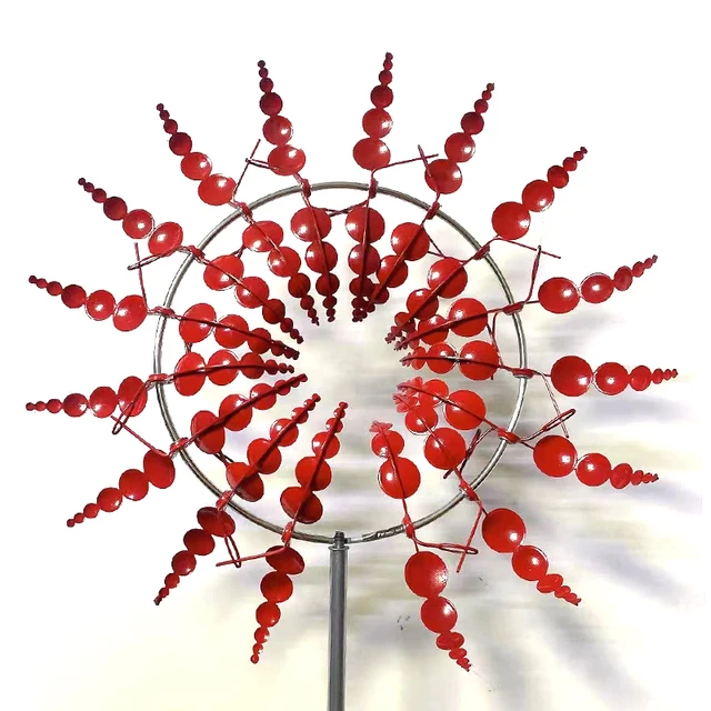 Kert Szélmalom Vörös Kültéri Fém Vas Forgó Kerti Dekoráció Dekorációs Fogók - Image 6