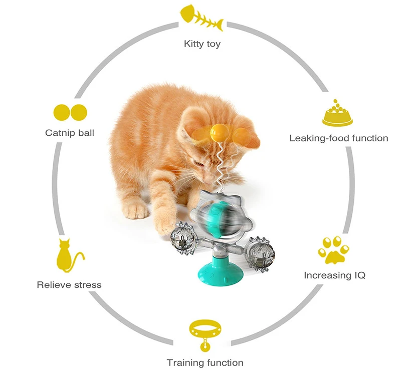 Cat Toys Rotating Wheel Tease Cat Toy Teaser Balls With Catnip Ball With Suction Cup Funny Catnip Toys for Cats