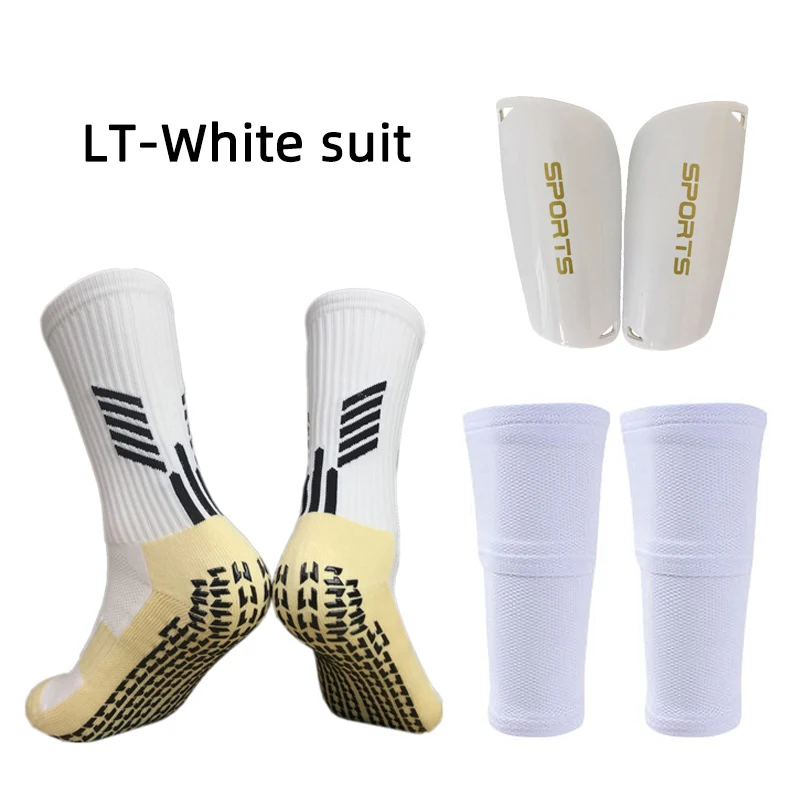 All Season A Set Sports Equipment Anti Slip Soccer Socks Adult Football Shin Guards Pads With Pocket Leg Sleeves Support Sock