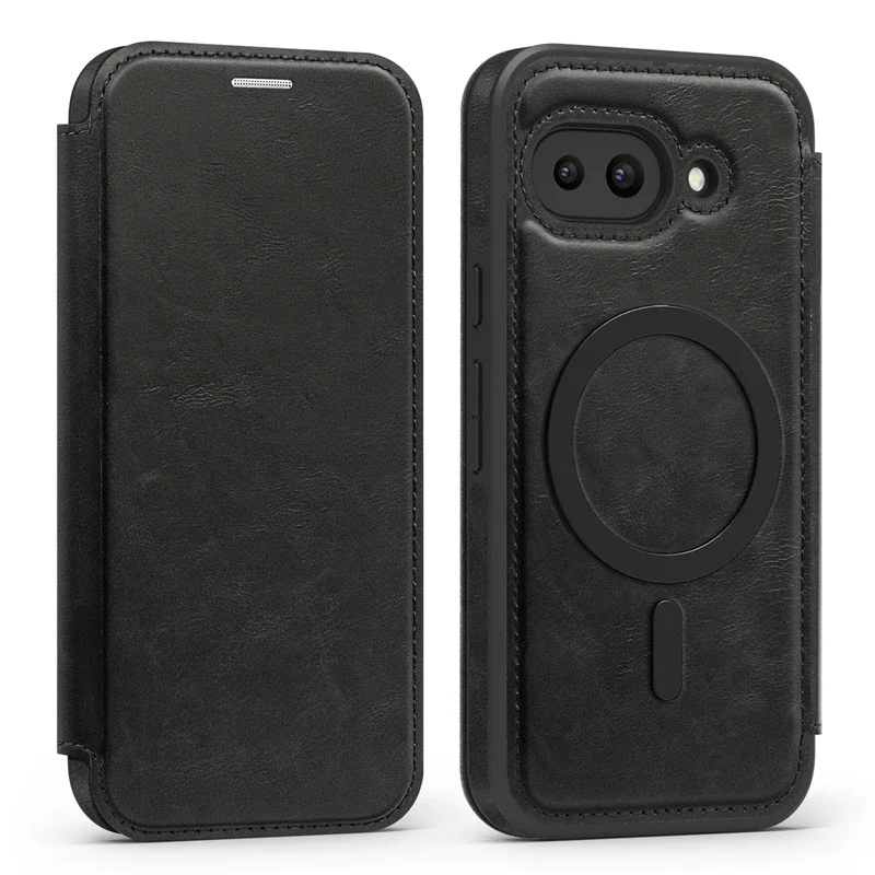 Magnetic Leather Flip Wallet Card Holder Case with Magsafe Compatibility
