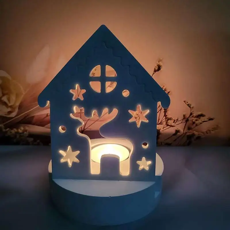 House Candle Holder Mold DIY Christmas Theme Resin Mould Silicone Candle Molds for Festive Home Decor Creative House Candle Mold