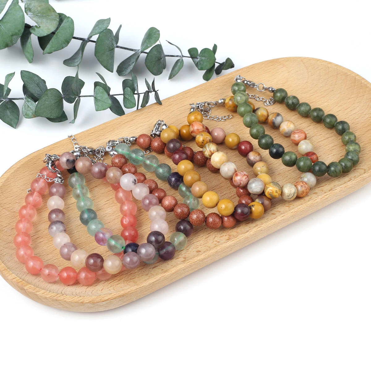 

5PCS Wholesale Natural Stone Beads Bracelet Amethyst Turquoise Agate Circular Beads Bracelet Charm Jewelry Accessory Gift 8x8mm