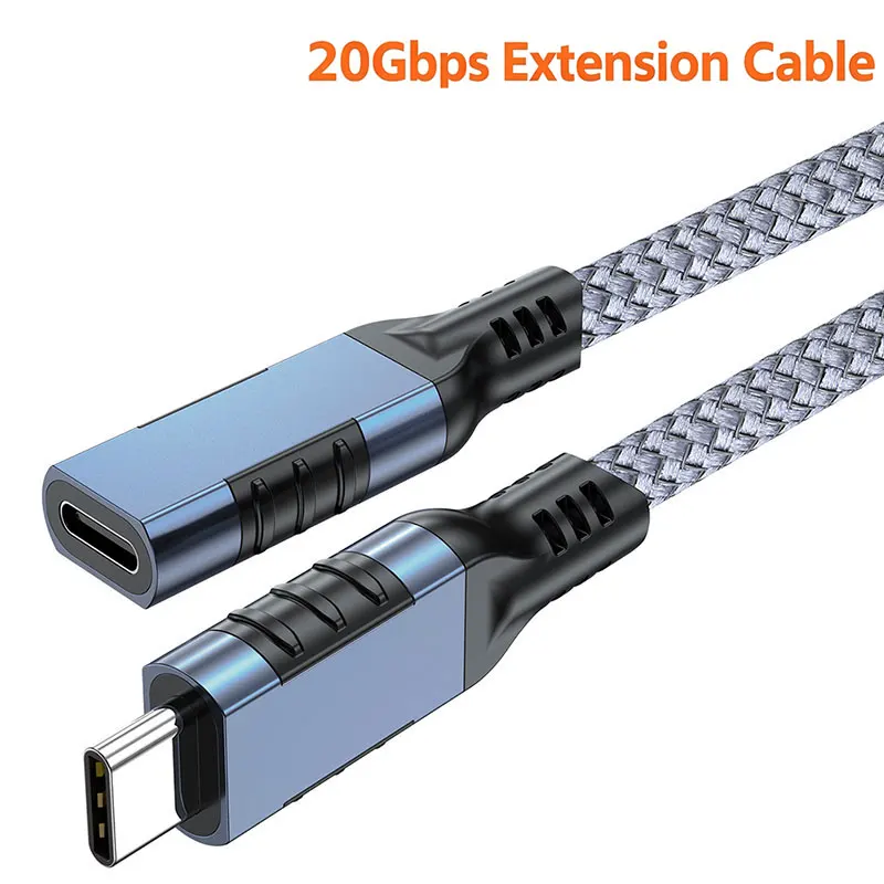 High-Speed USB-C Extension Cable - 20Gbps Data Transfer, Male to Female Connector