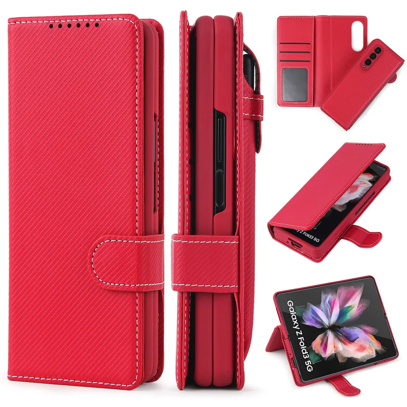 

Чехол Z Fold 3 для Samsung Galaxy Z Fold 3 W22, Отделяемый слот для карты, чехол из искусственной кожи, защитный чехол для телефона