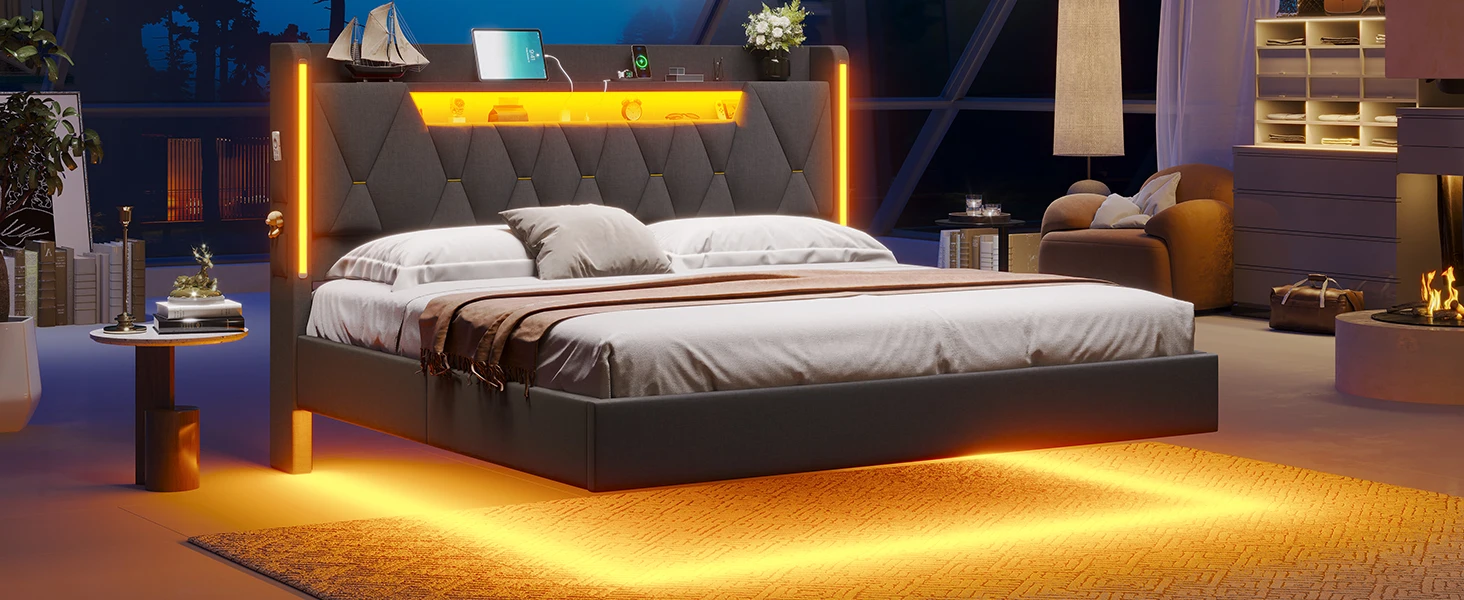 floating bed frame King