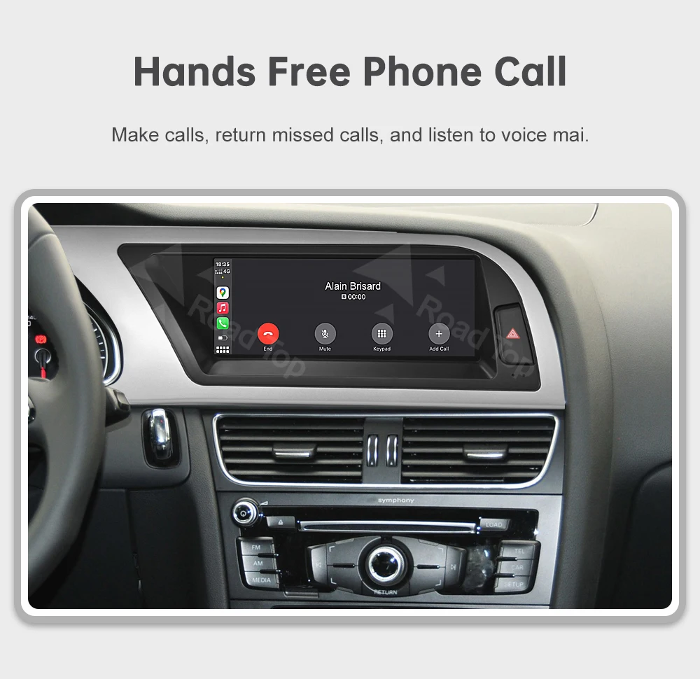 RoadTop 8,9 12,3 Zoll Wireless CarPlay Multimedia Ultra-dünner Bildschirm Android Auto Display für Audi A4 2009-2012 Airplay Autolink – Detail 18