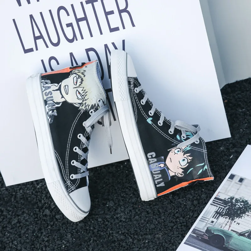 

Canvas Shoes My Hero Academia Casual Sneakers Student High Top Sports Shoes Boy Girl Woman Man Black White Shoes