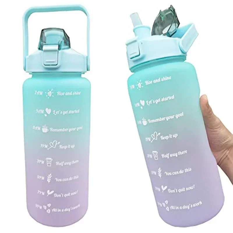 2-Pack Clear Plastic Water Bottles With Time Markers - 24oz (700ml) Each, Leak-Proof, For Gym & Travel