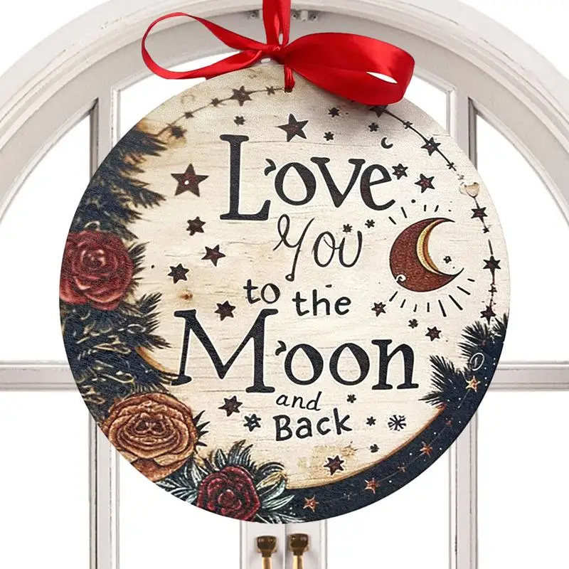 Ti Amo Fino Alla Luna E Sul Retro Segno Della Porta In Legno Di San Valentino Segno Della Porta Di San Valentino Decorazione Della Festa Di San Valent