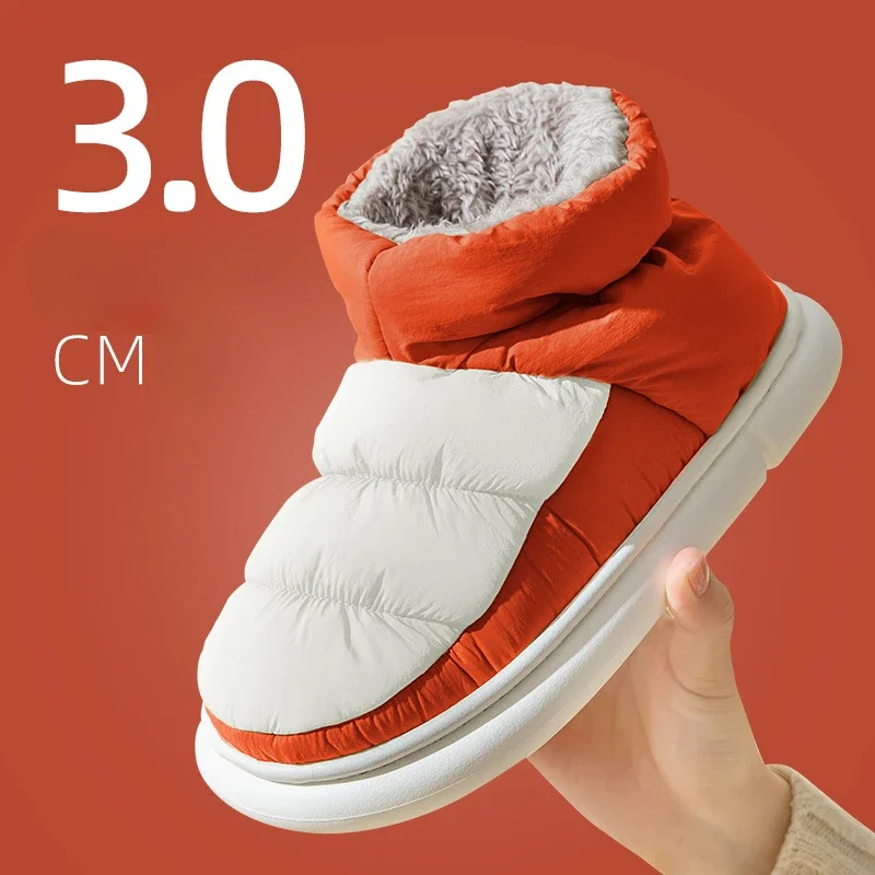 Botas cálidas de invierno para mujer, zapatos de tela de algodón para exteriores, impermeables, con plataforma, antideslizantes, esponjosas, botines para mujer