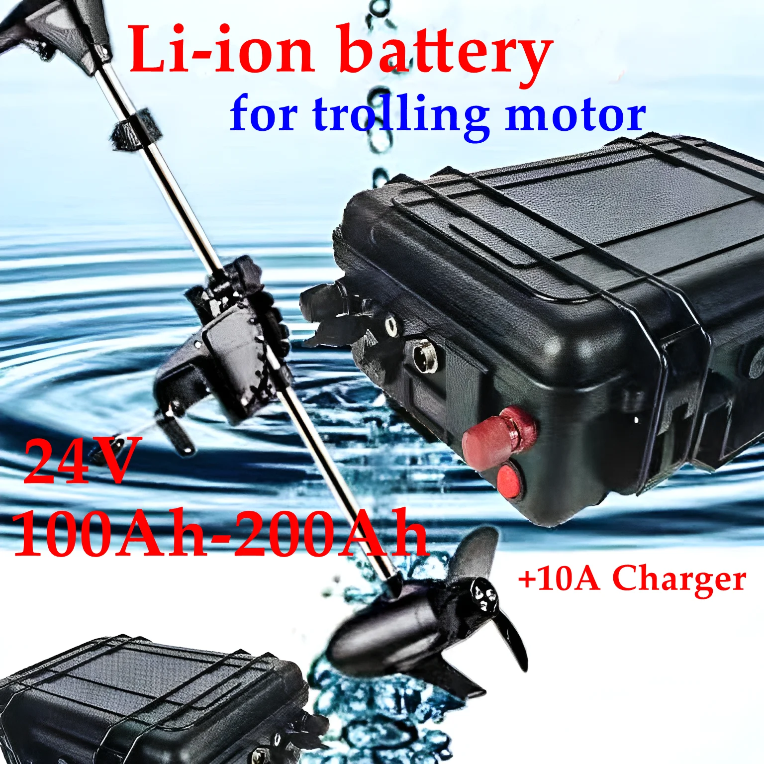 24V 100Ah 120Ah 150Ah 180Ah 200Ah lithium Li-ion battery 24v with BMS for RV EV solar storage inverter bike +10A Charger.