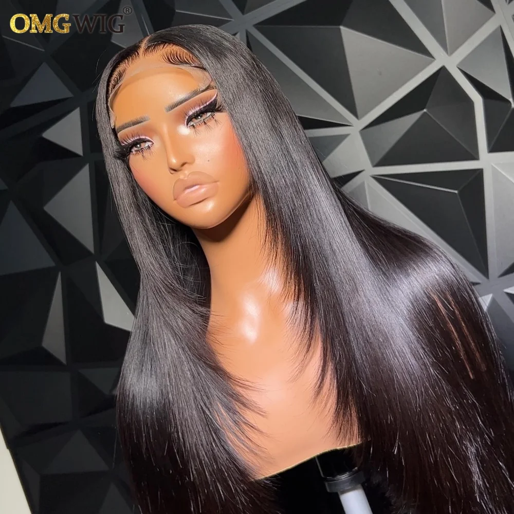 Brown Highlight Color 360 Glueless Lace Straight Layered Cut Wig With Invisible Straps 5x7 Ready To Go Straight Human Hair Wig