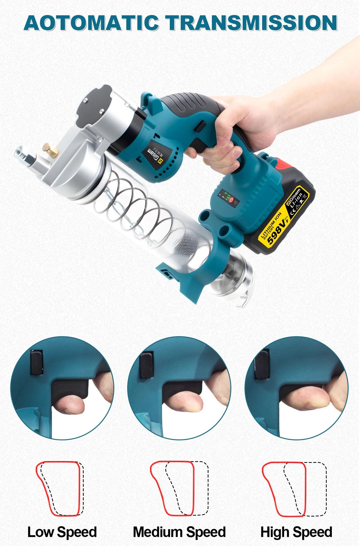 10000PSL Brushless Electric Grease Gun 69Mpa High Pressure Car Lubricating Oil C