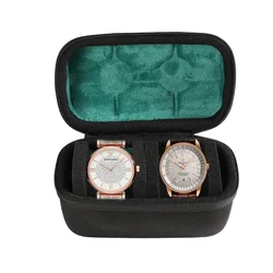 Luxury Multi - Slot Watch Travel Case with Plush Red Lining (Green 2 Slots)