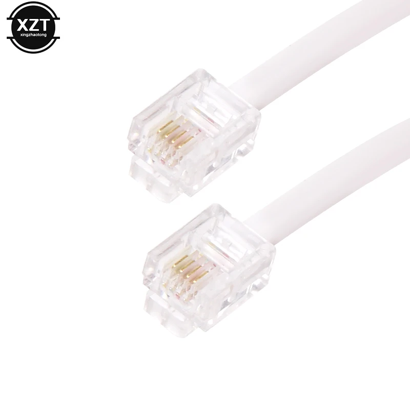 Ancable RJ11 Cavo telefonico ADSL 20M, 6P4C Spina telefonica Internet ad alta velocità banda larga maschio a maschio Router e modem a RJ11 Phone Flat Cable per modem fisso accessorio bianco
