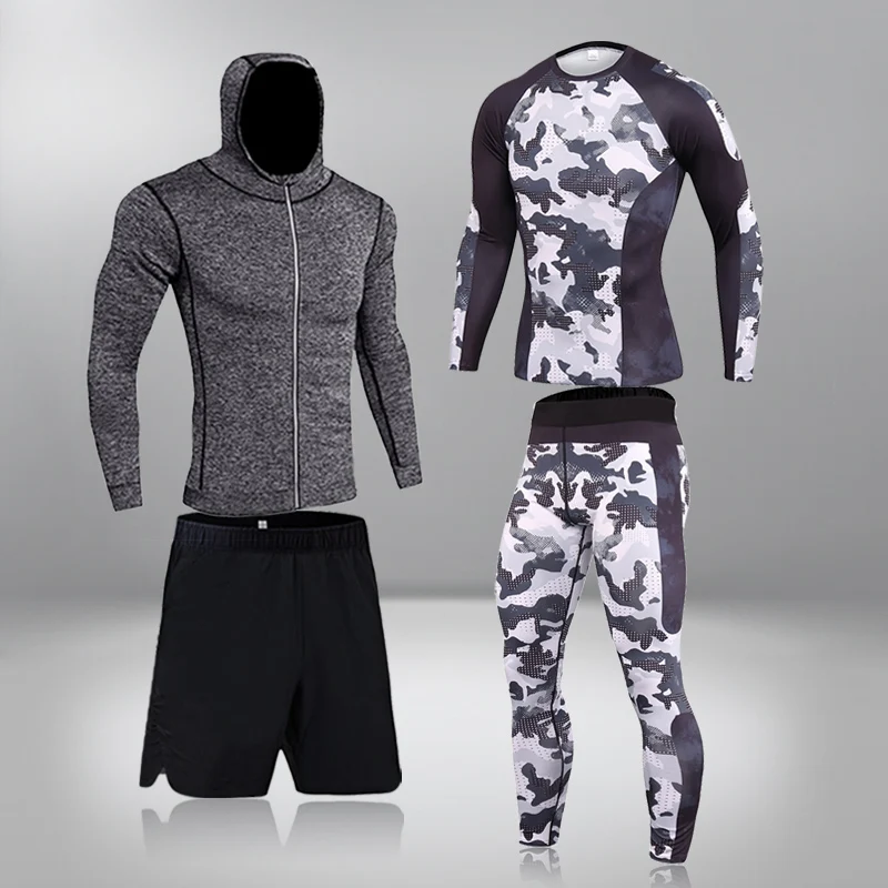 

Tracksuit Men Sweat Suit High Quality Men's Sets Mens Clothes Quick Dry Compression TShirt Pants Brand Men Sport Suits Rashguard