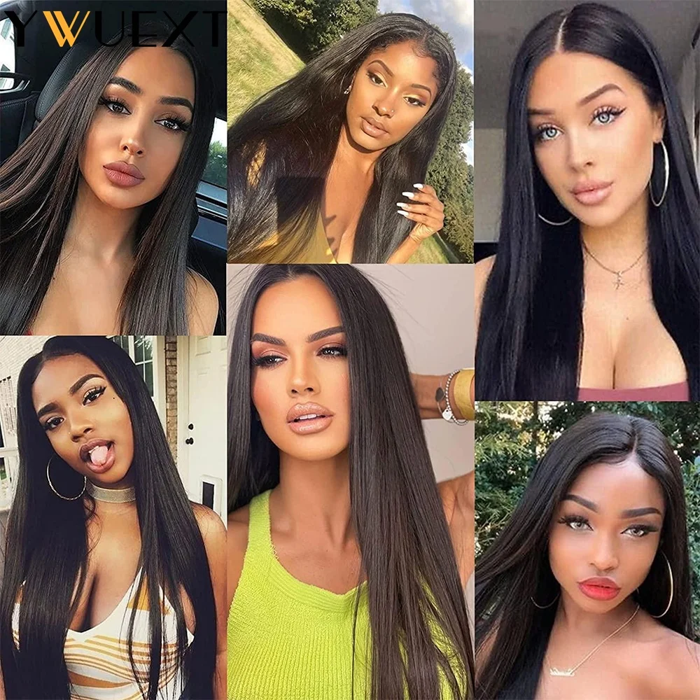 Light Yaki Straight Tape Weft Human Hair Extensions 40-50g Long Invisible Hair Bundles Natural Black PU Skin Weft Remy