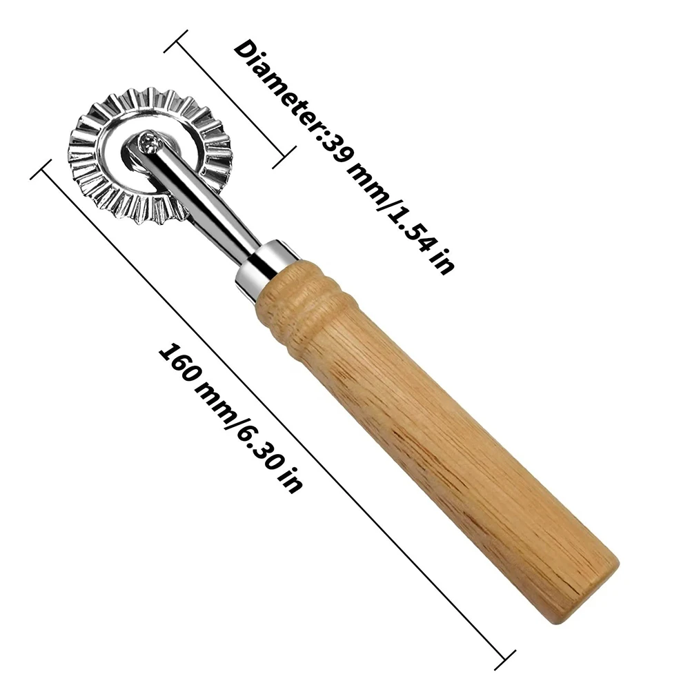 Baking Tool Dough Cookie Cutters Ravioli Cutter Wheel Pastry Wheel Cutters with Long Wooden Handle Cookie Press Embossing Mold Kitchen Baking Accessories