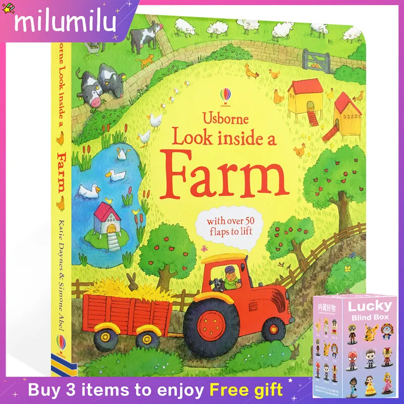 

MiluMilu Usborne Look InsIde A Farm Buku Children's Enlightenment Cognitive Picture Book