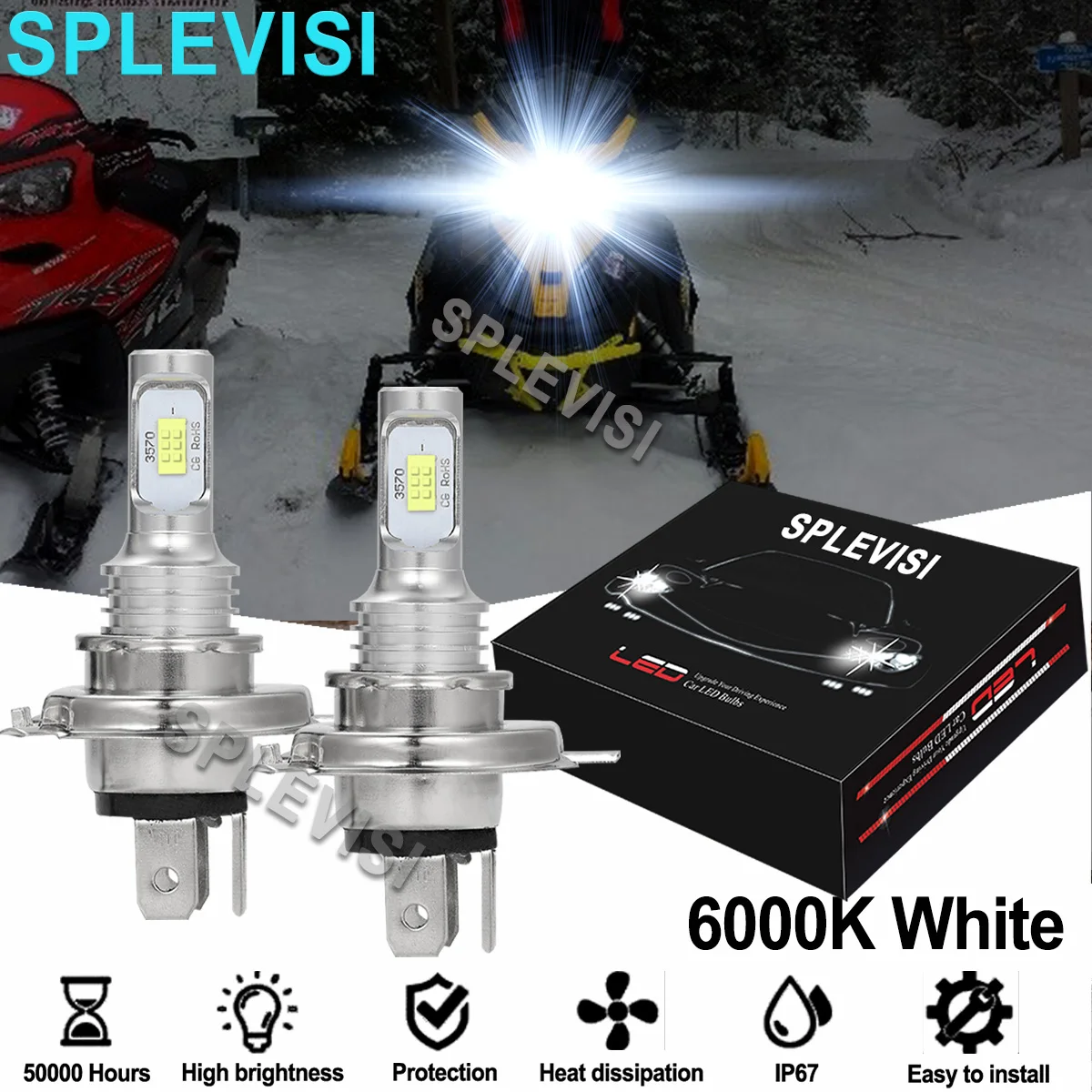 2pcs 6000k bright white 35w led headlights 4000lm for ski doo renegade x 600 800r 1200 xrs 800r snowmobile 2PCS 6000K Bright White 35W LED Headlights 4000LM For Ski-Doo Renegade X 600 800R 1200 XRS 800R Snowmobile