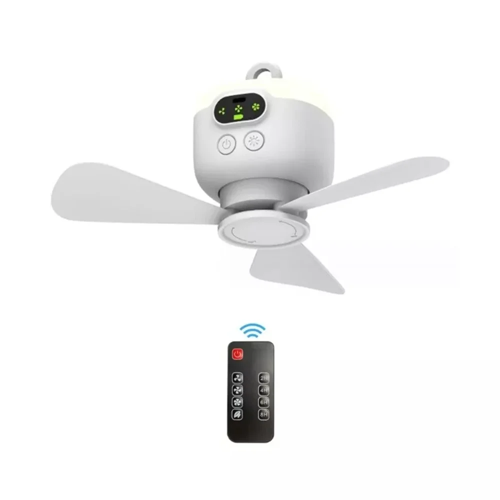 Camping Fan Silent 3-blade Ceiling Fan 8000mAh Hanging Fan for Camping Bed Outdoor Tents