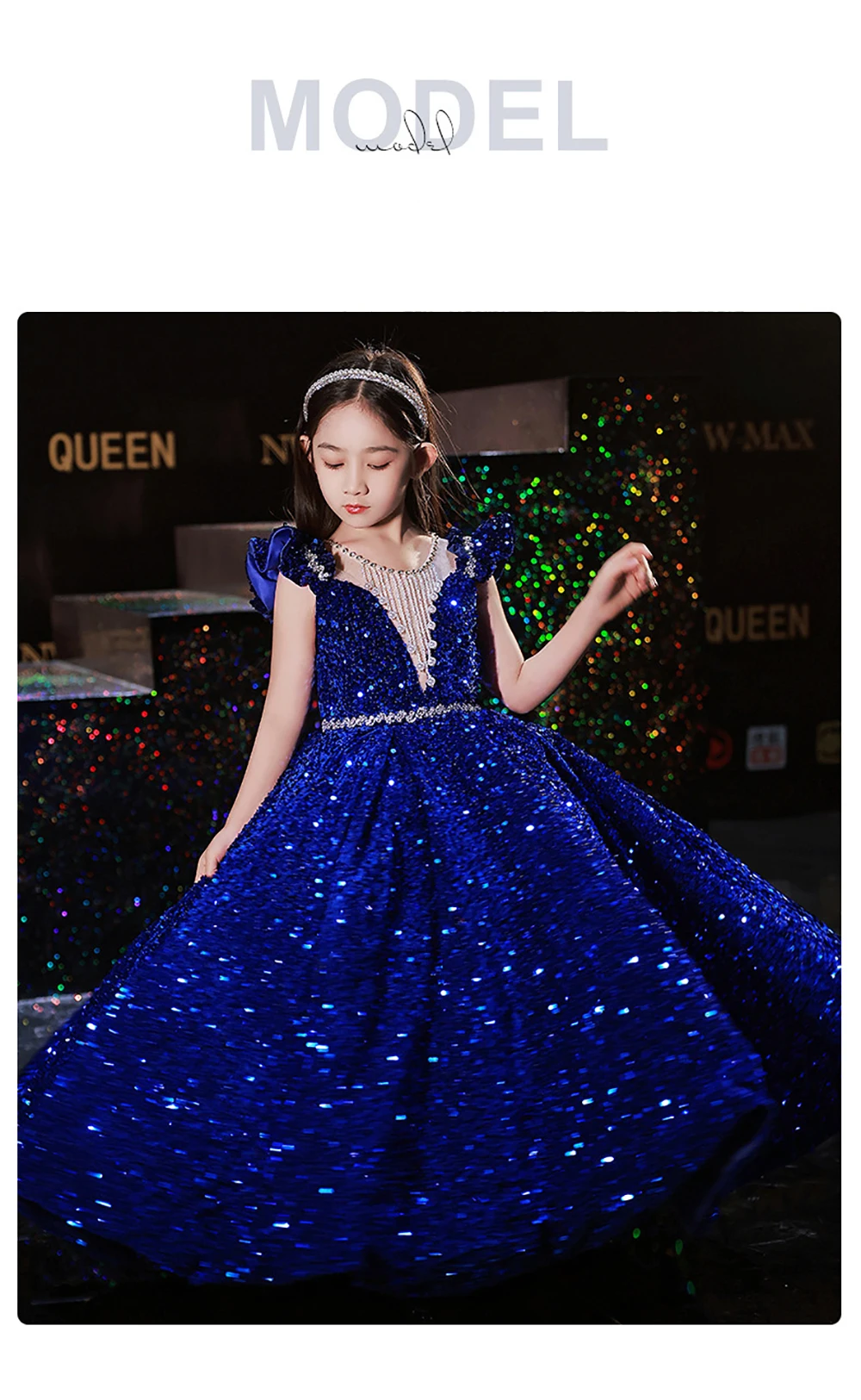 Girls Sparkle Sequin Dress Formal Party Banquet Gown Kids Cocktail Puffy  Dress | eBay