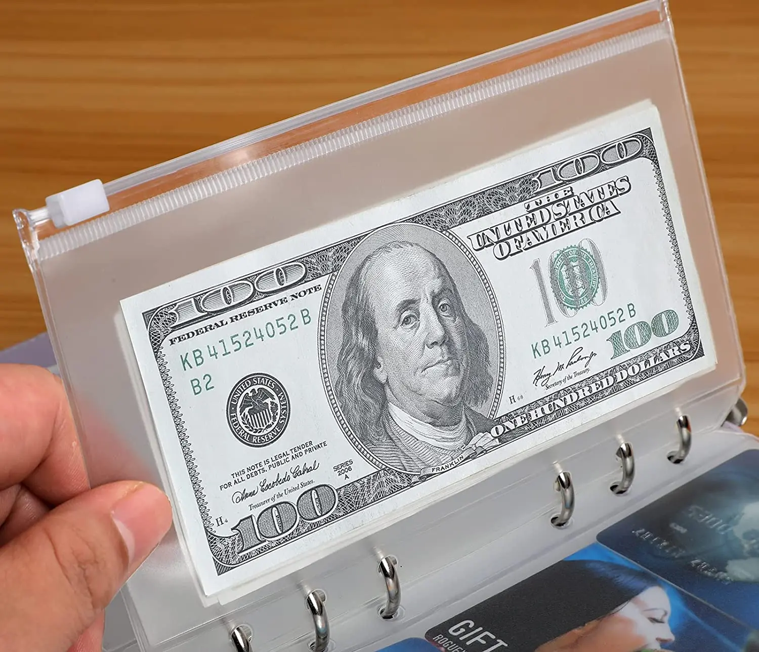 6pcs A5 A6 A7 Cash Envelopes for Budgeting Clear Zipper Folders Binder Pockets Loose Leaf Bag for 6-Hole Pouch Document Filing