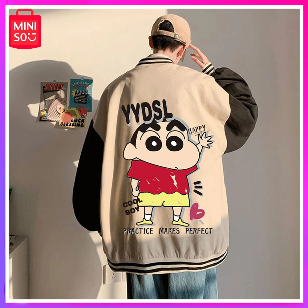 

Miniso 2023 Crayon Shin-Chan Coat Men Winter New Trend Handsome Hatless Baseball Jersey Youth Student Casual Jacket Comfortable