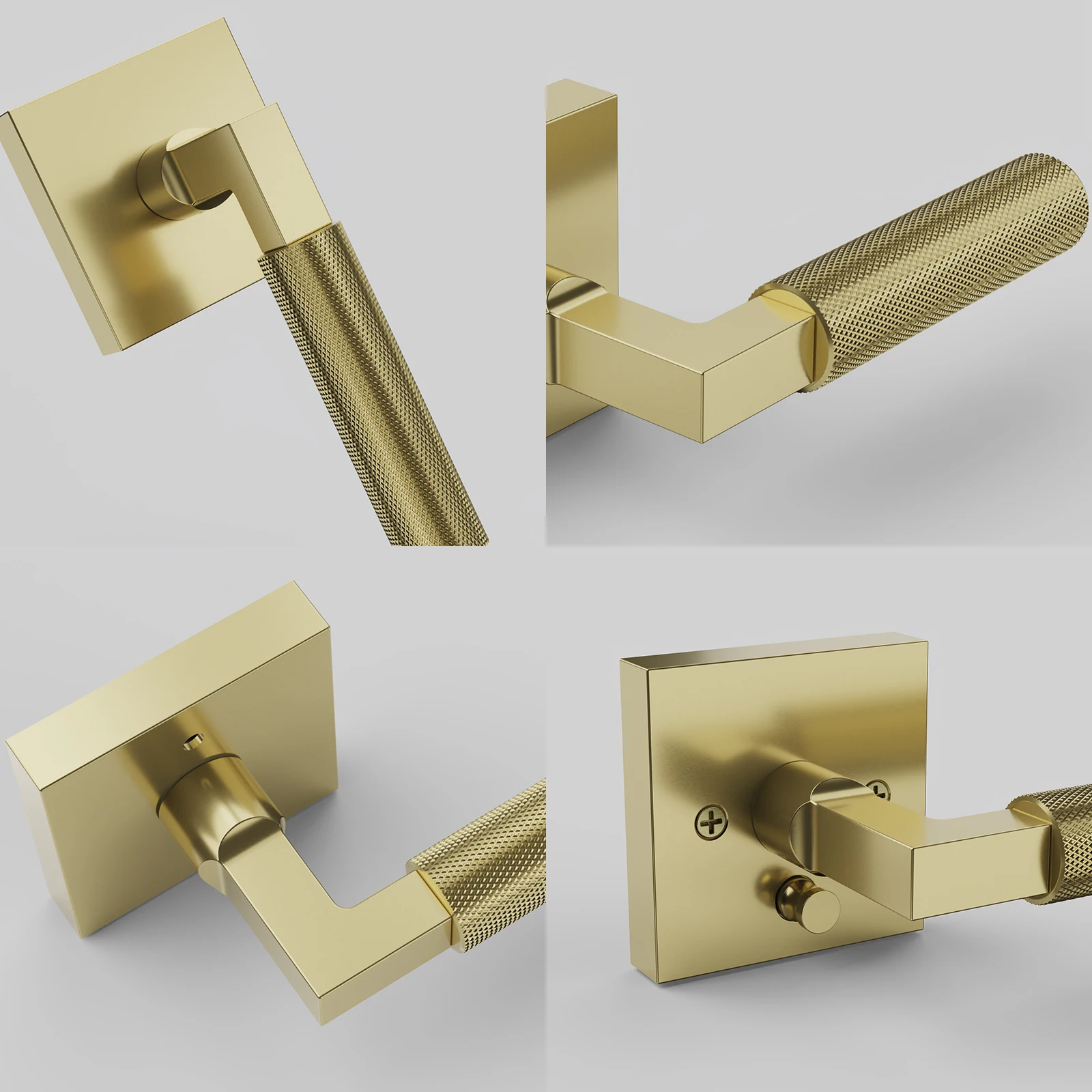 Privacy Door Handle Knurled Handle Lever 2PCS Viladepot Painted Matt Gold Bedroom Bathroom Passage Door Lock Reversible Keyless