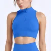 NCLAGEN Gym Tops Woman 1/4 Zip Tank High Sports Bra Fitness Activewear Quick Dry Workout Sportswear Push-up Vest Running Bras